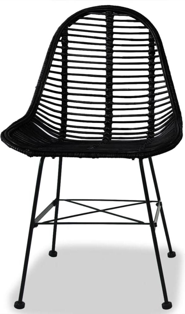 vidaXL Esszimmerstühle 4 Stk. Natur Rattan Schwarz Produktbild 
