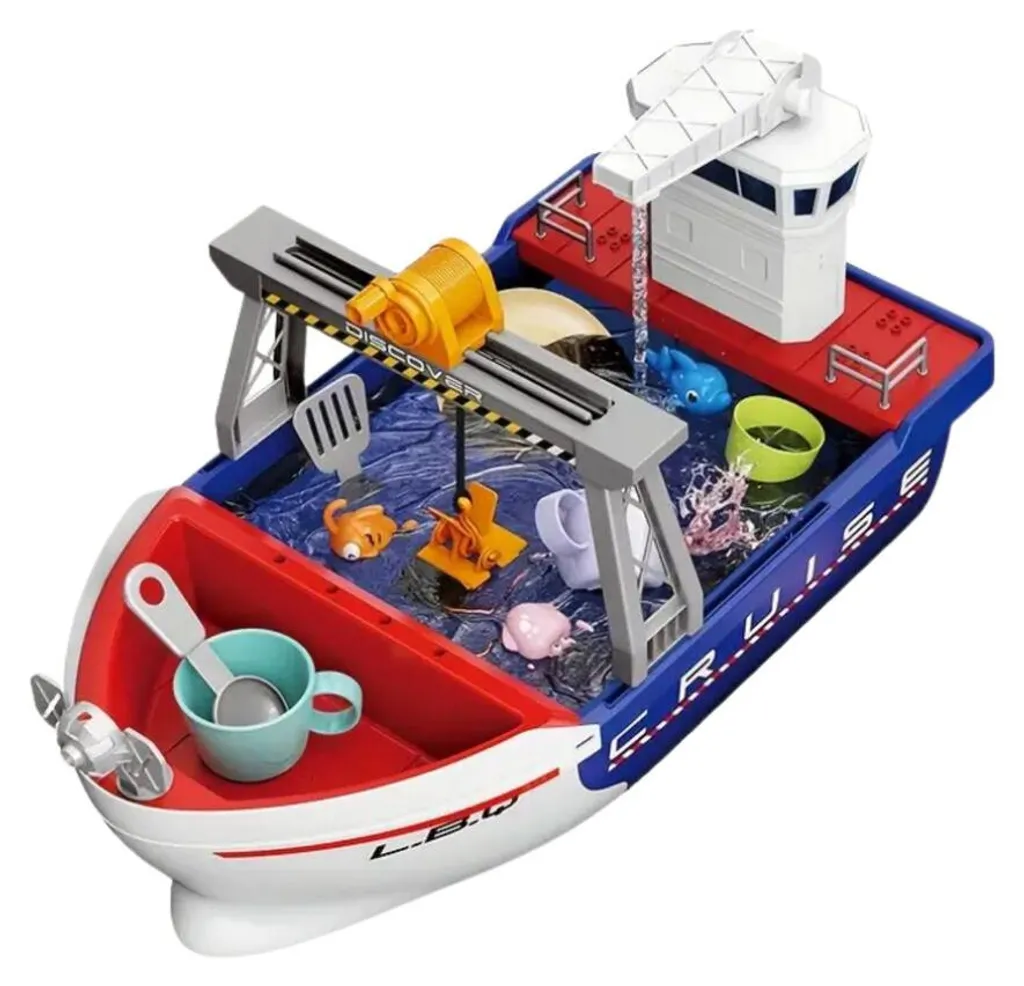 Bateau de pêche avec circulation d'eau et accessoires pour enfant
