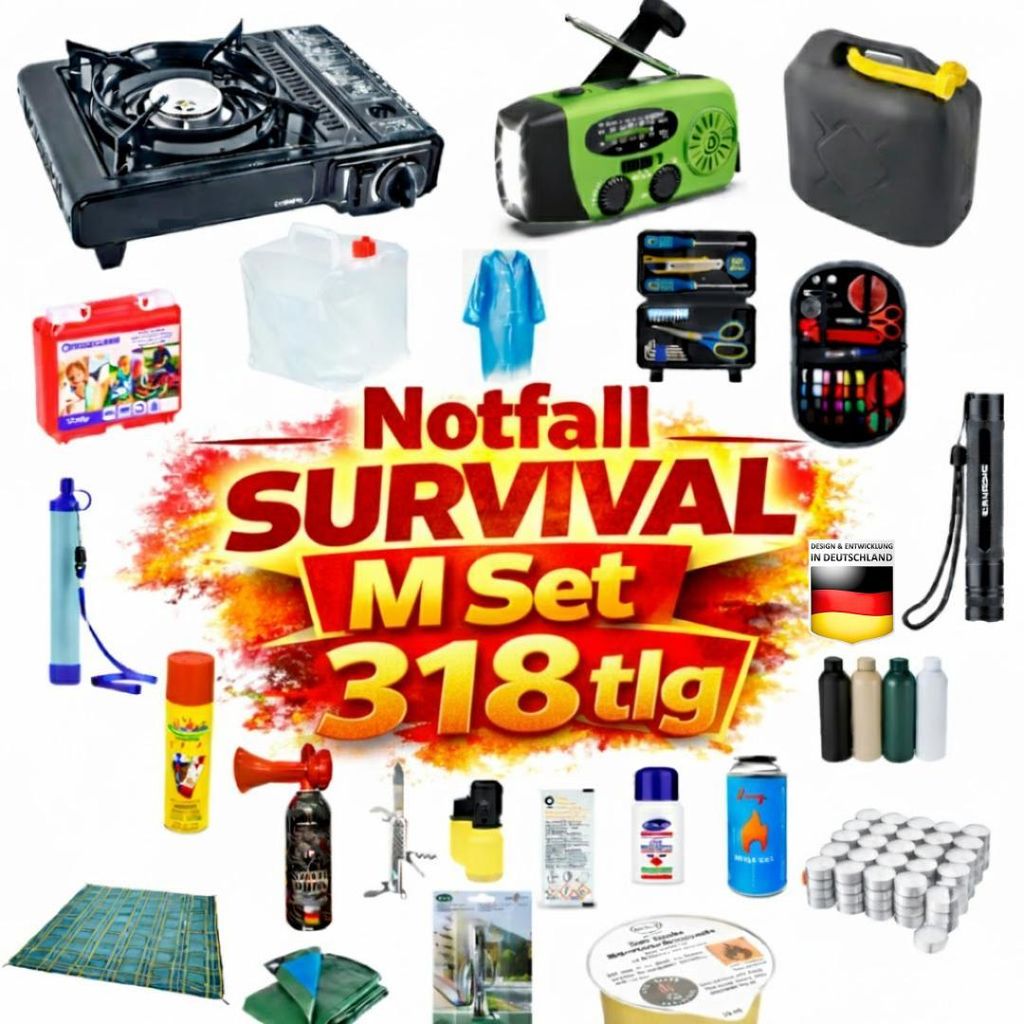 BLACKOUTPro Notfall Survival Kit 318 tlg M Blackout Ausstattung Set Prepper Notfallausrüstung | Notfallrucksack| Camping & Outdoor Emergency Set