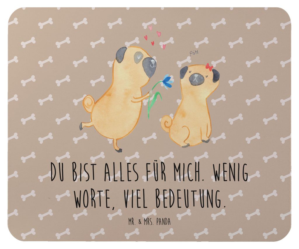 Mr. & Mrs. Panda Mousepad Mops Verliebt - Hundeglück - Geschenk, Hund, mauspad laptop, Mouse Pad, Knuffig, pc, Liebe, Pure, Sprüche, notebook