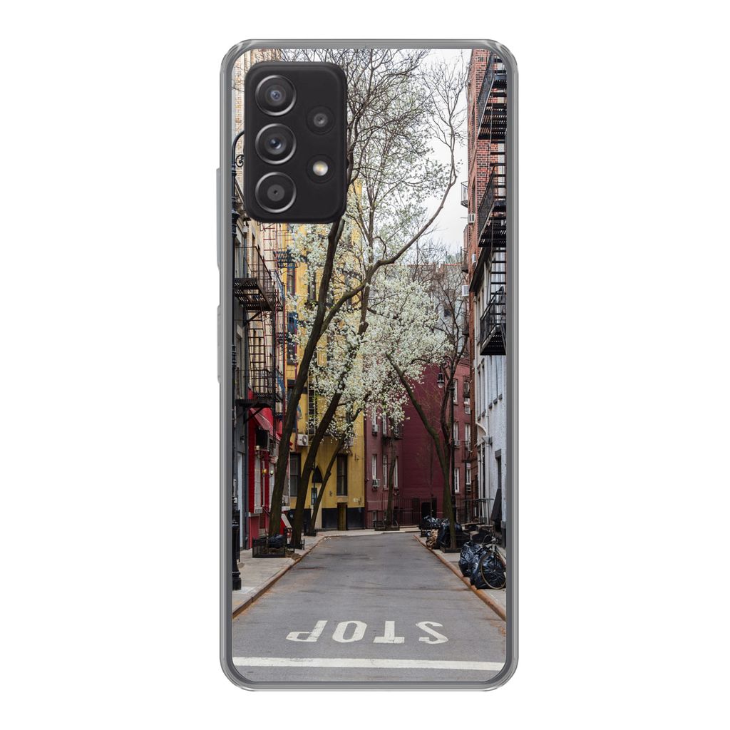 MuchoWow Handyhülle Schutzhülle Hülle für Samsung Galaxy A33 5G New York - Amerika - NYC Silikon Softcase Handy Hülle - Kartenhalter
