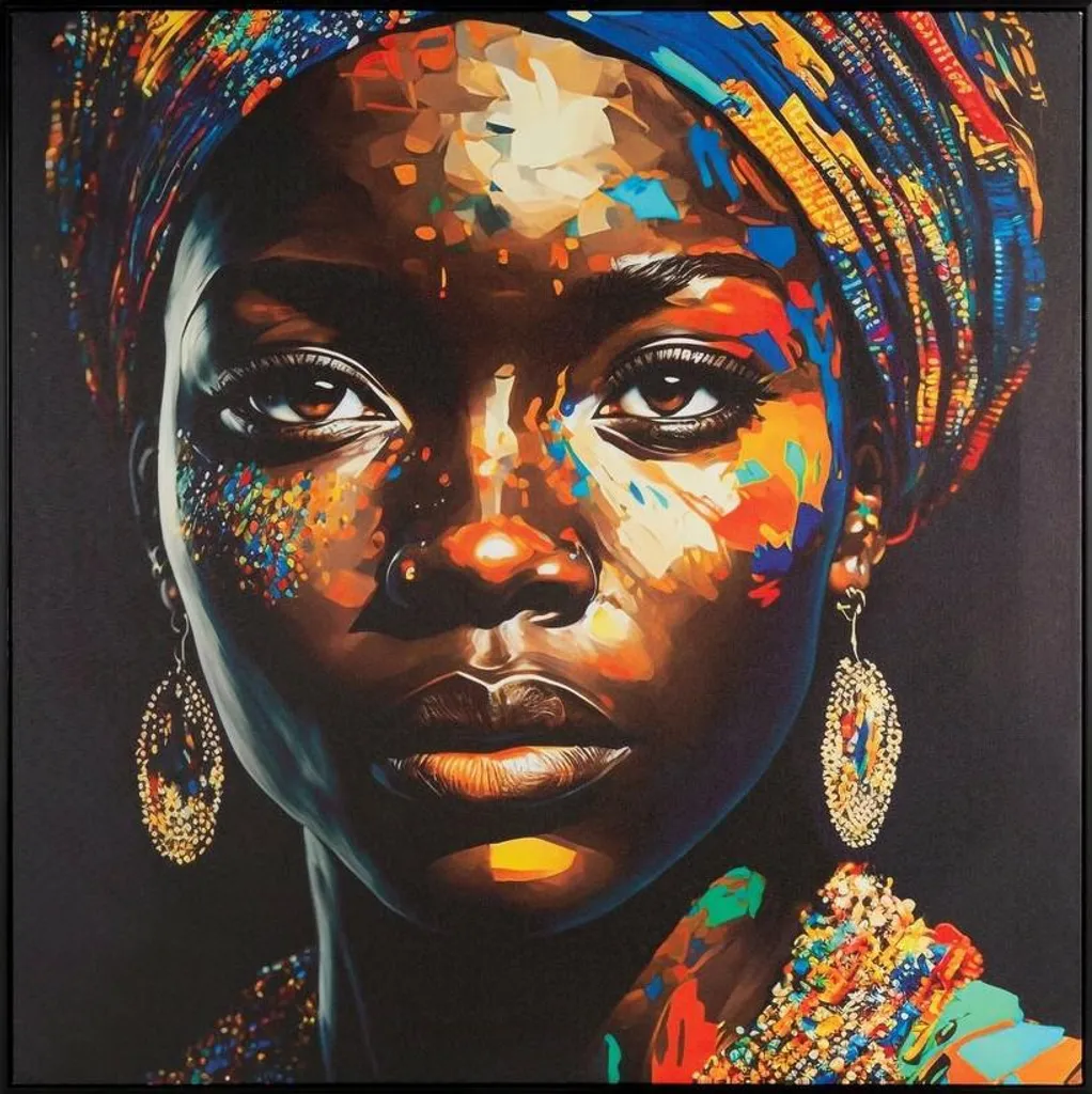 EUROFIRANY | Murale - 60 x 60 cm - Quadro su tela con donna - Etno Modern