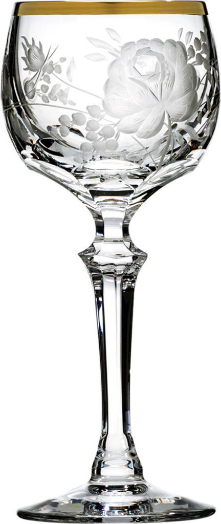 Likörglas Kristall Primerose hell mit Goldrand