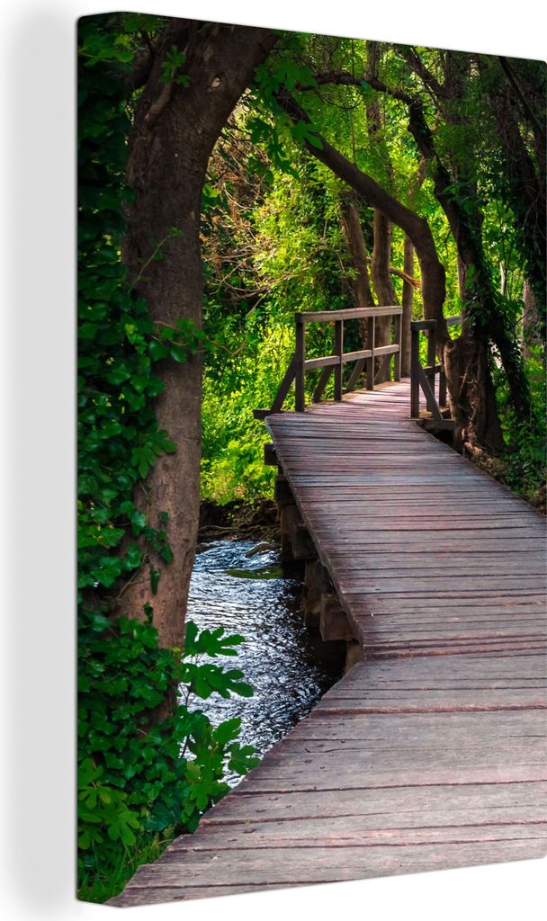 OneMillionCanvasses - Leinwandbilder - 90x140 cm, Wald - Natur - Brücke, Wandbilder Kunstdruck Wanddekoration - Foto auf Leinwand - Gemälde auf...
