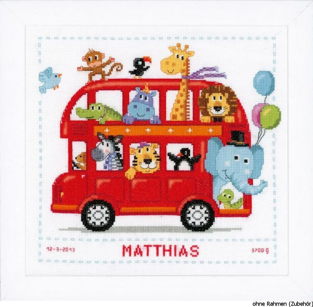 Vervaco Kit Broderie Point de Croix Compté Joyeux Voyage en Bus 21x28 cm