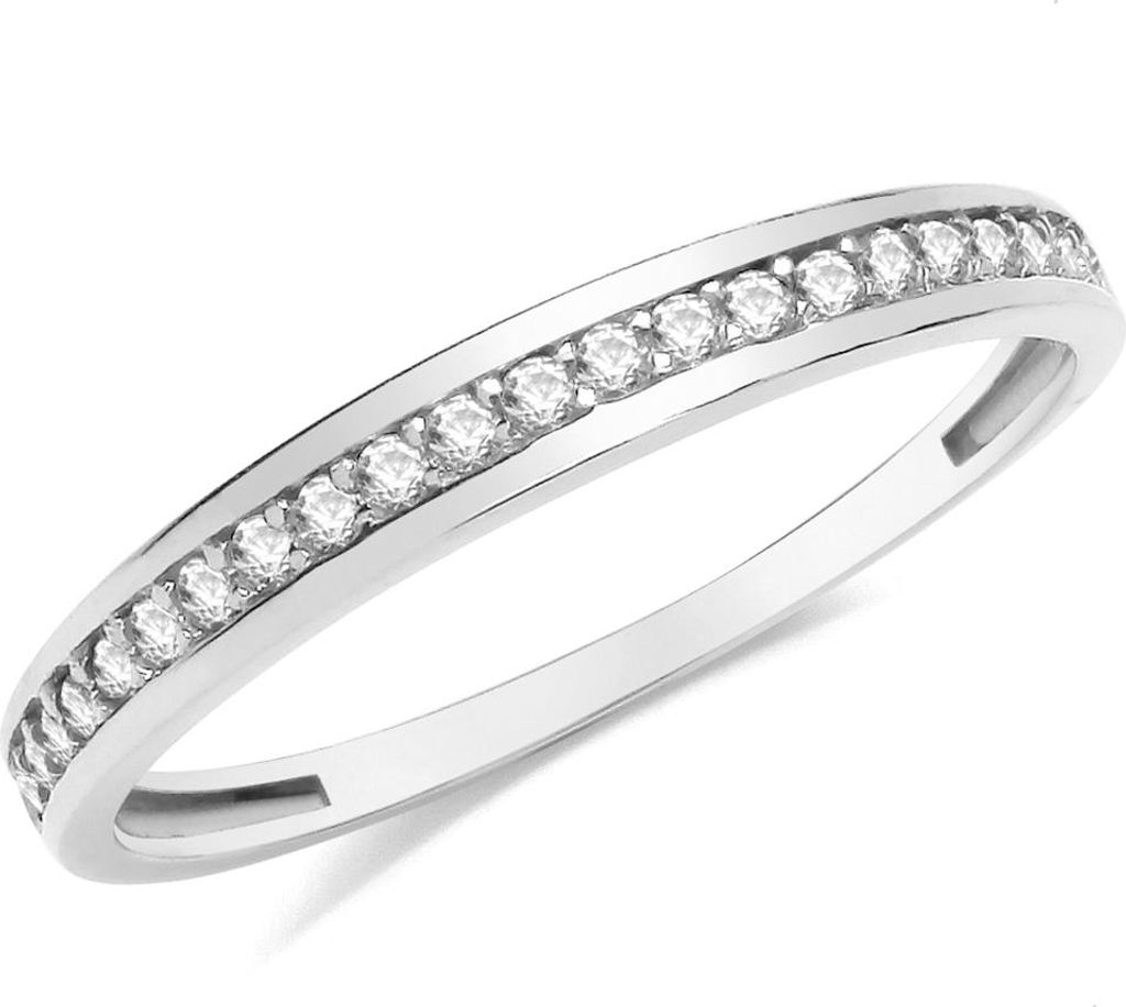 Stylischer 9 Karat (375) Weißgold Halb Eternity Damen - Ring mit Zirkonia, 58 (18.5); TRS360729KWRSQ
