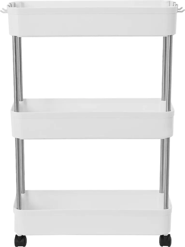 Carrello Portaoggetti Bianco a 3 Ripiani con Ruote | Acciaio Robusto