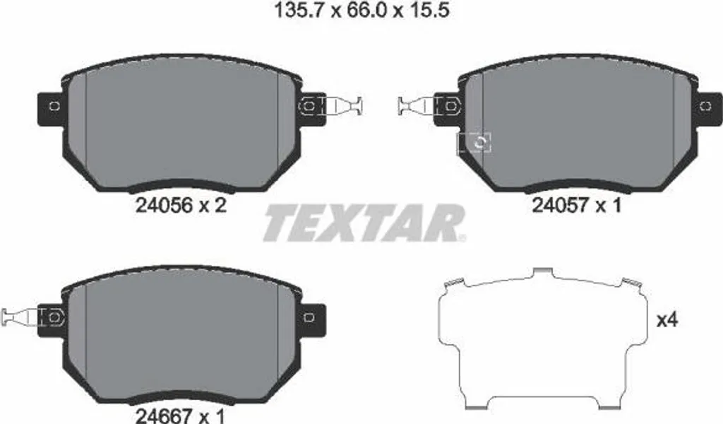 Jeu de plaquettes de frein à disque TEXTAR pour Nissan Murano Z50 Z51