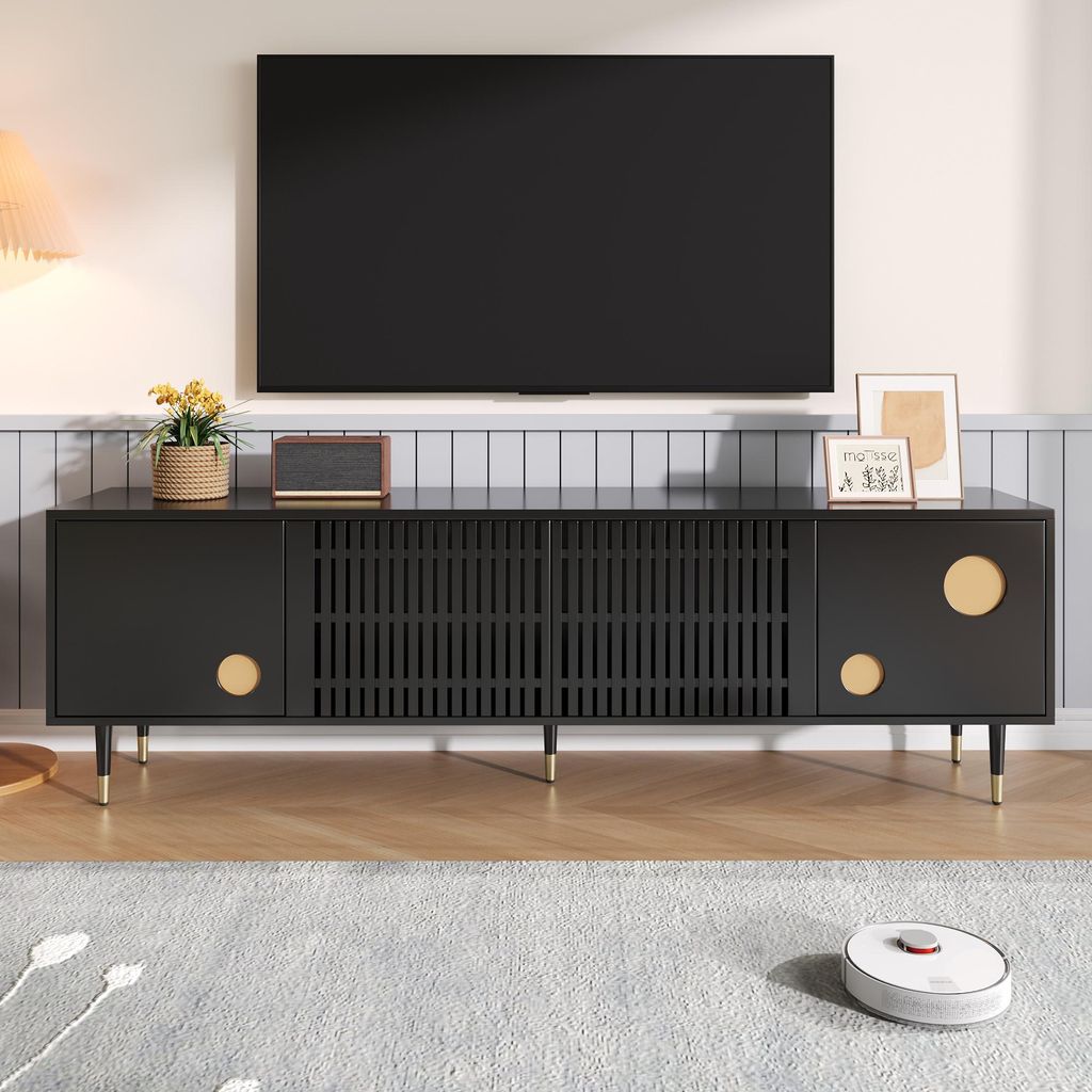 Merax TV skříňka 170×36×54 cm, TV nábytek s mřížkovou Obrázek produktu 