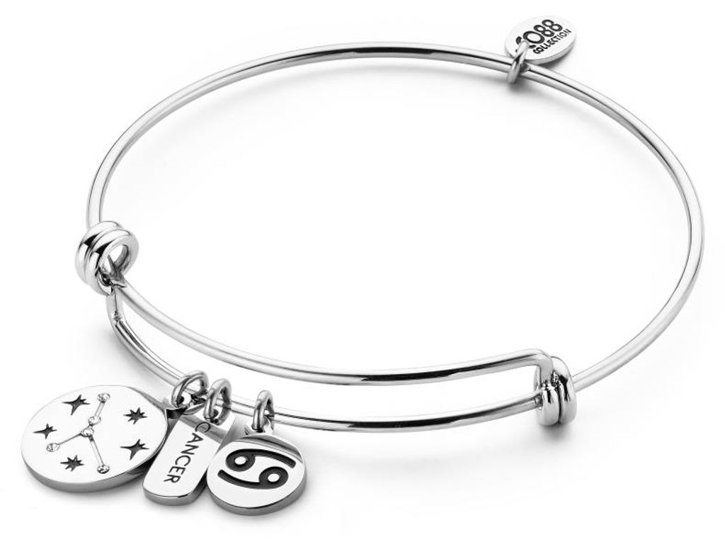CO88 Collection Zodiac 8CB-90273 Stahlarmband mit Anhängern – Sternzeichen Krebs – Einheitsgröße – Silberfarben