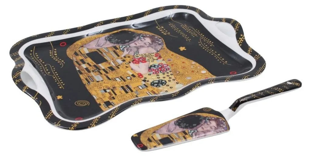 Regalo Unico: Piatto Torta Klimt 35cm Kiss Dark | Home Elements