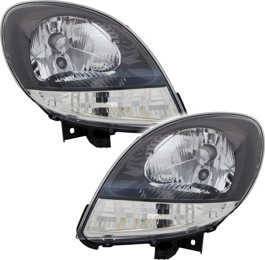 Scheinwerfer Set für Renault Kangoo Nissan Kubistar H4 Schwarz BLINKER Weiß