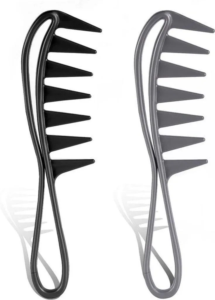 Peigne spécial boucles et perruques pour coiffeur - Duo Noir et Gris