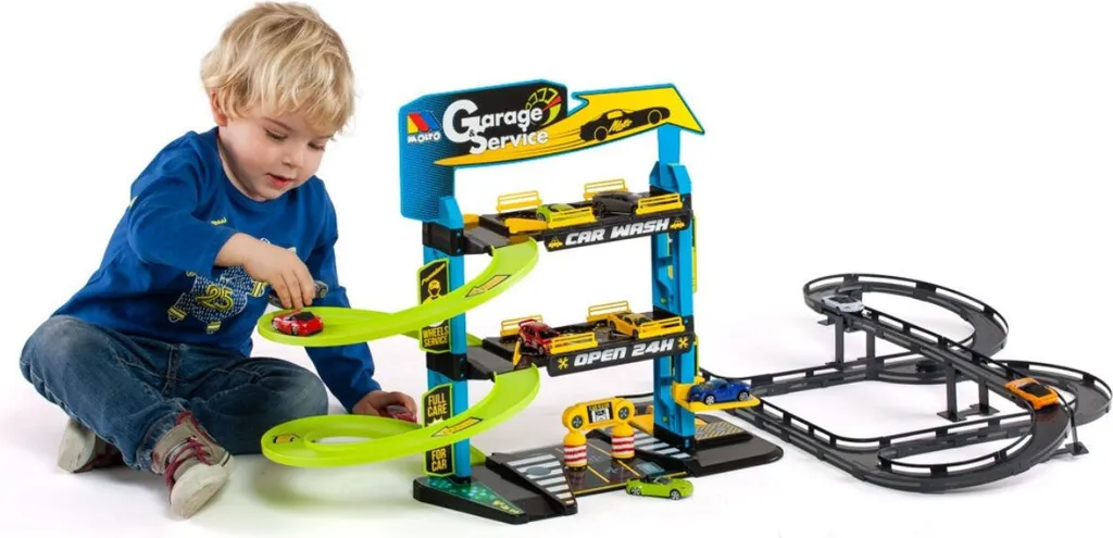 Molto Parking à 3 Niveaux avec Rampes et Pistes de Course pour Enfant