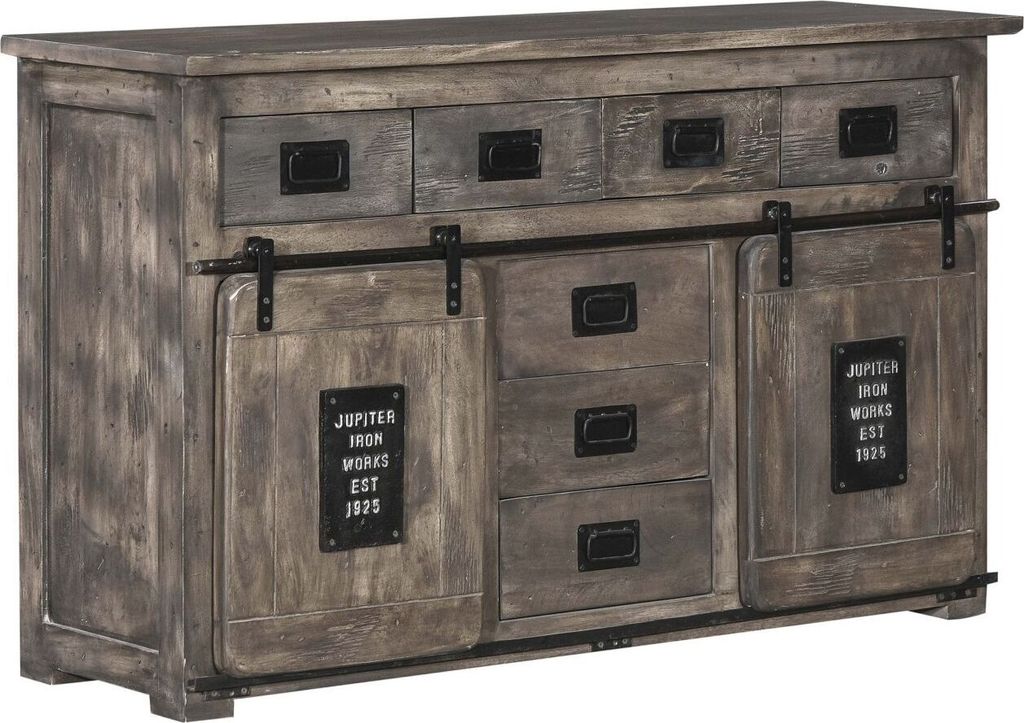 MASSIVMOEBEL24 | Buffet 150x45 Manguier laqué Gris RAILWAY Image du produit 