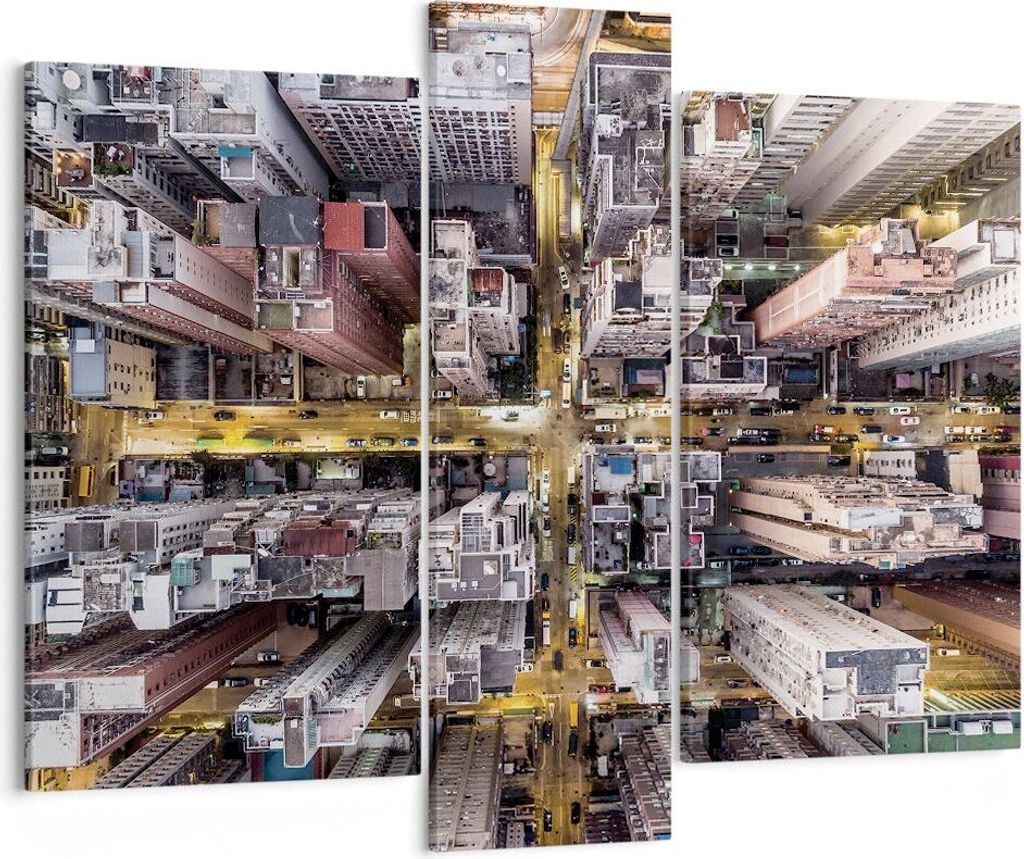 Bild auf Leinwand - Leinwandbild - 3 Teile - Metropole Luftaufnahmen Straße - 95x80cm - Wand Bild - Wanddeko - Wandbilder - Leinwanddruck - Bilder...