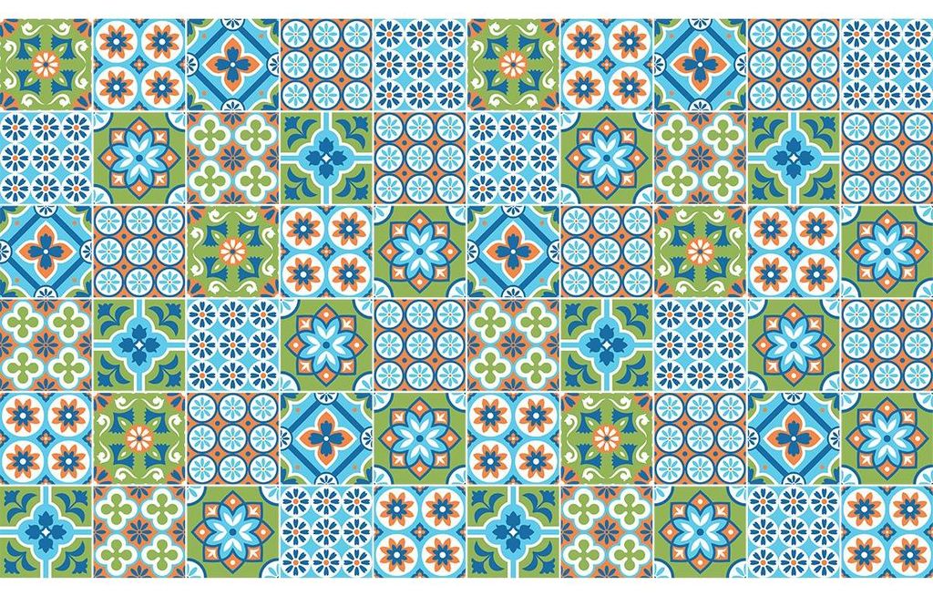 Selbstklebende Fliesenaufkleber für Küche und Bad – 60 GEZEPA Azulejos Fliesenaufkleber – 60 Aufkleber 15 x 15 cm