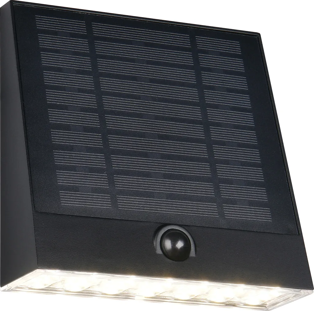 Éclairage extérieur LED noir pour entrée avec capteur et batterie 15 cm