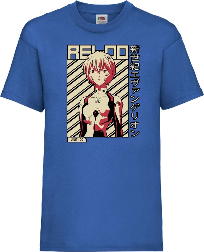 Kinder T-Shirt Neon Anime Genesis Manga Evangelion Rei Ayanami 03 Ayanami, 3-4 Jahr - 104 / Blau