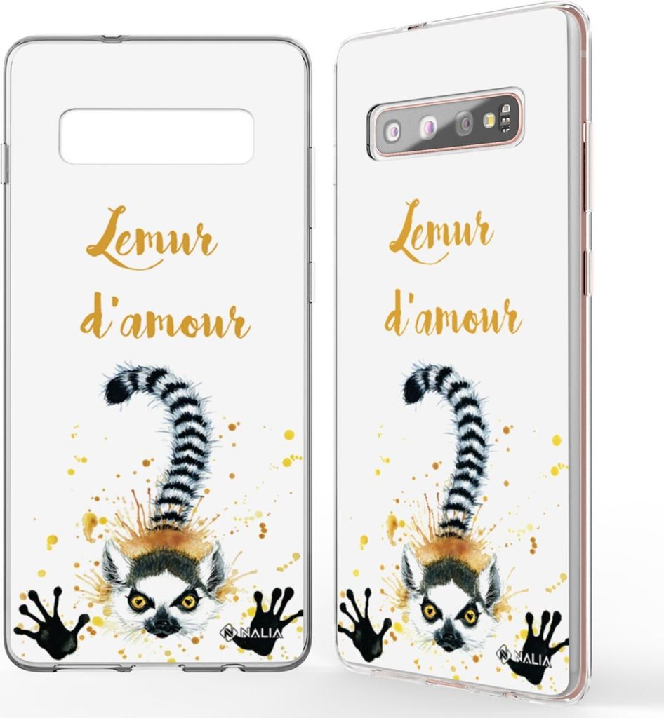 NALIA Handy Hülle für Samsung Galaxy S10 Plus, Silikon Hülle Motiv Case Cover Lemur