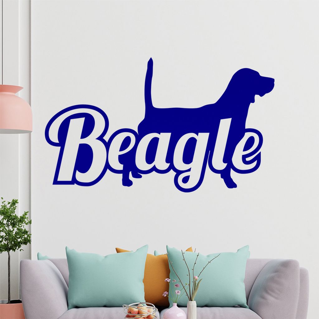 KIWISTAR Beagle mit Name Silhouette Schrift Wandtattoo in 6 Größen - Wandaufkleber Wall Sticker - Dekoration, Küche, Wohnzimmer, Schlafzimmer, B...