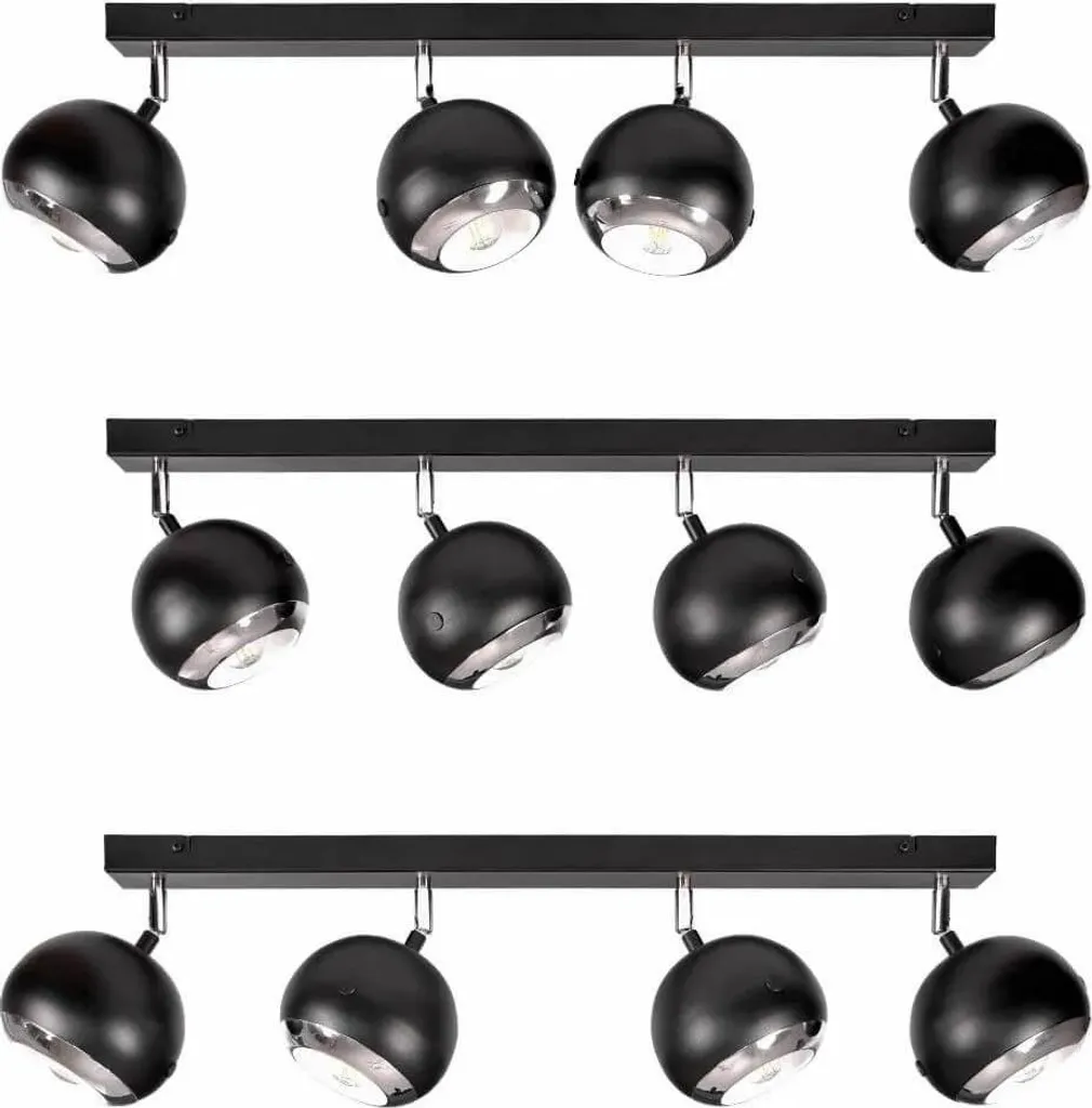 Plafonnier de Cuisine à 4 Spots Orientables OLAF 4 Noir et LED E14