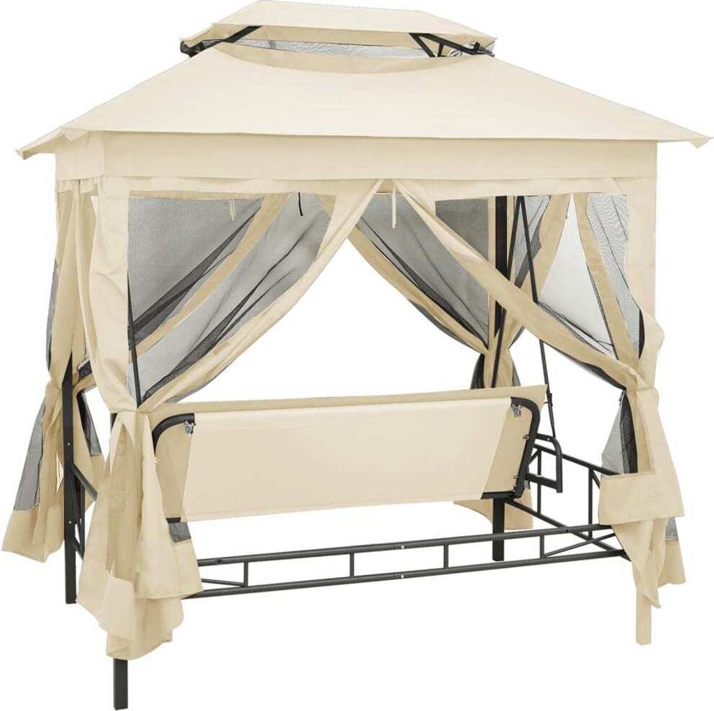 "SALE 2026"Hollywoodschaukeln - Creme Pavillon Umwandelbare Schaukelbank Cremeweiß Stabli Möbel7813552