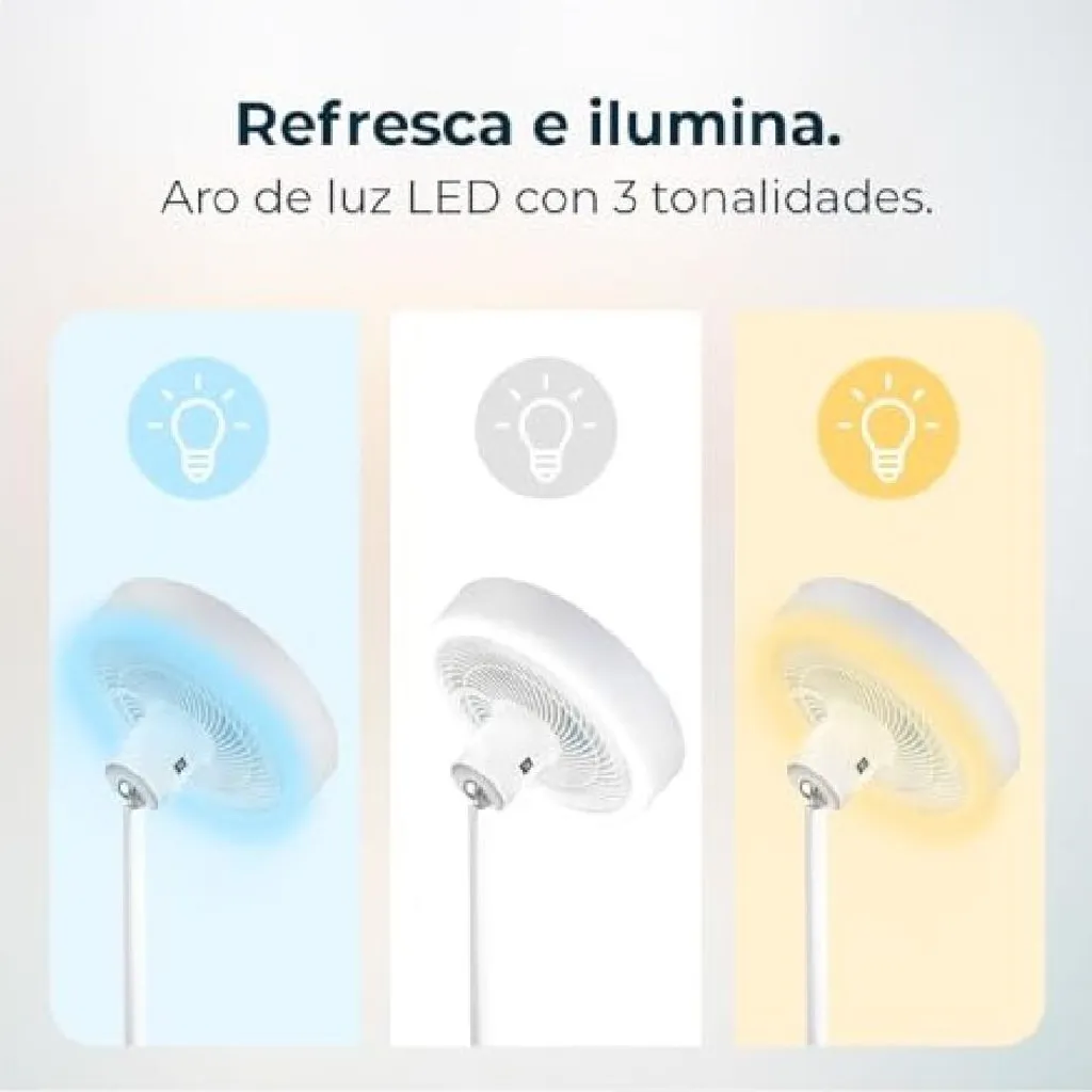 Ventilateur sans bruit moteur DC avec éclairage LED et mode réversible
