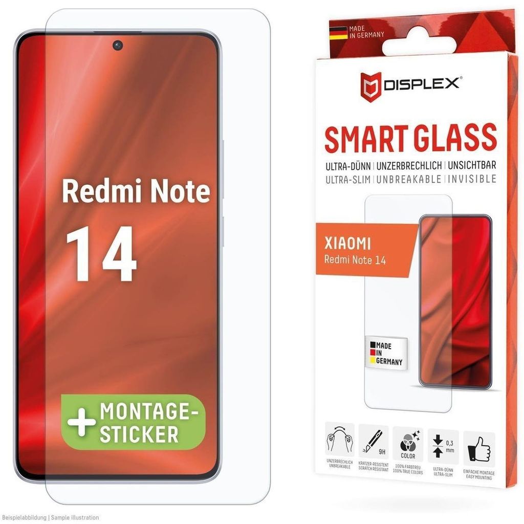 Displex Smart Glass (9H) für Xiaomi Redmi Note 14, Produktbild 