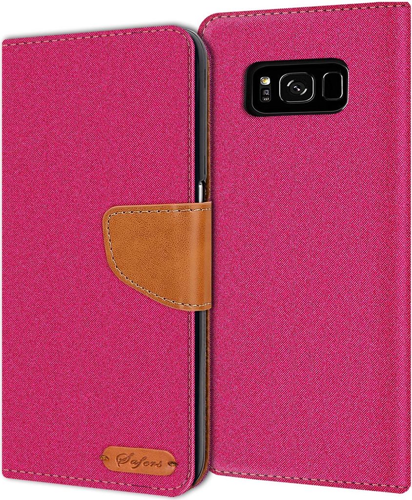 Handy Hülle Samsung Galaxy S8+ Tasche Wallet Flip Case Schutz Hülle Stoff Cover