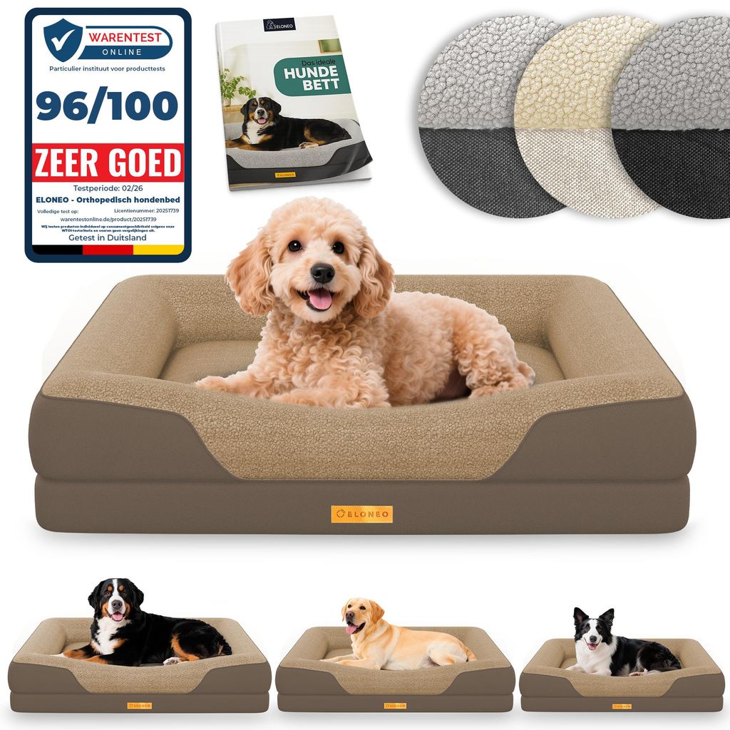 ELONEO Orthopedisch hondenbed, maat S - Bruin Productafbeelding 