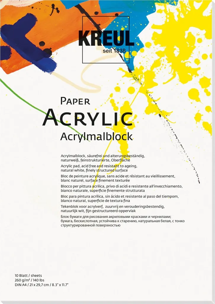 Carta Pittura Acrilica KREUL A4 260g | Blocco Artistico Paper Acrylic