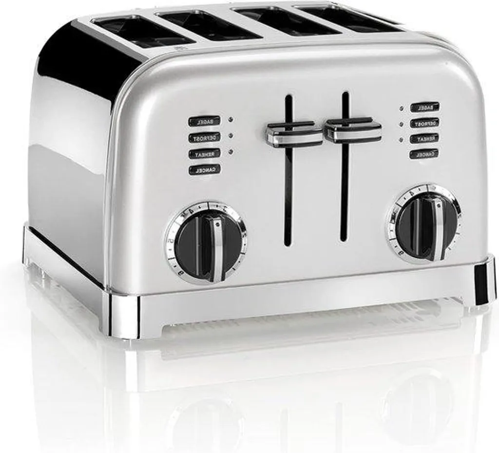 Grille-pain 4 tranches en acier inoxydable brossé avec tiroir ramasse-miettes