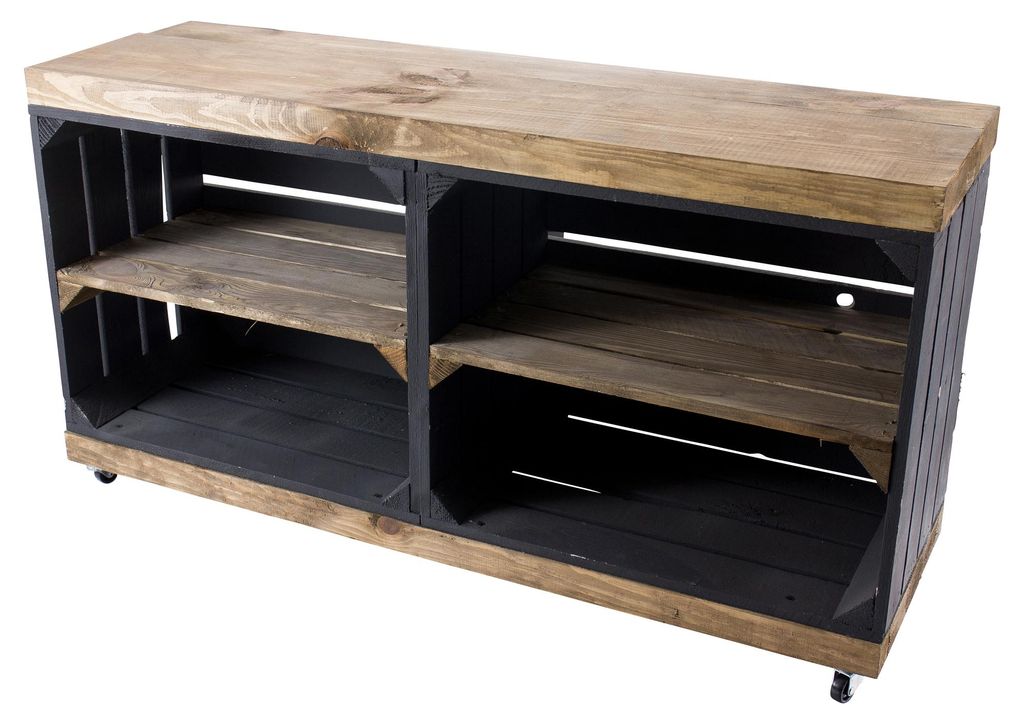 Sitzbank schwarz mit Sitzfläche aus dicken Holzplanken Produktbild 