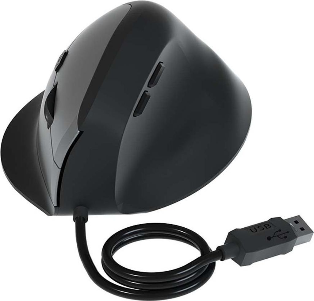 INF Ergonomische vertikale Kabelmaus - Leise Klicks, Handgelenkstütze, DPI Schwarz