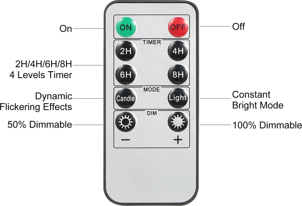 Kit 3 Bougies LED Programmables avec Minuteur et Luminosité Ajustable - 6