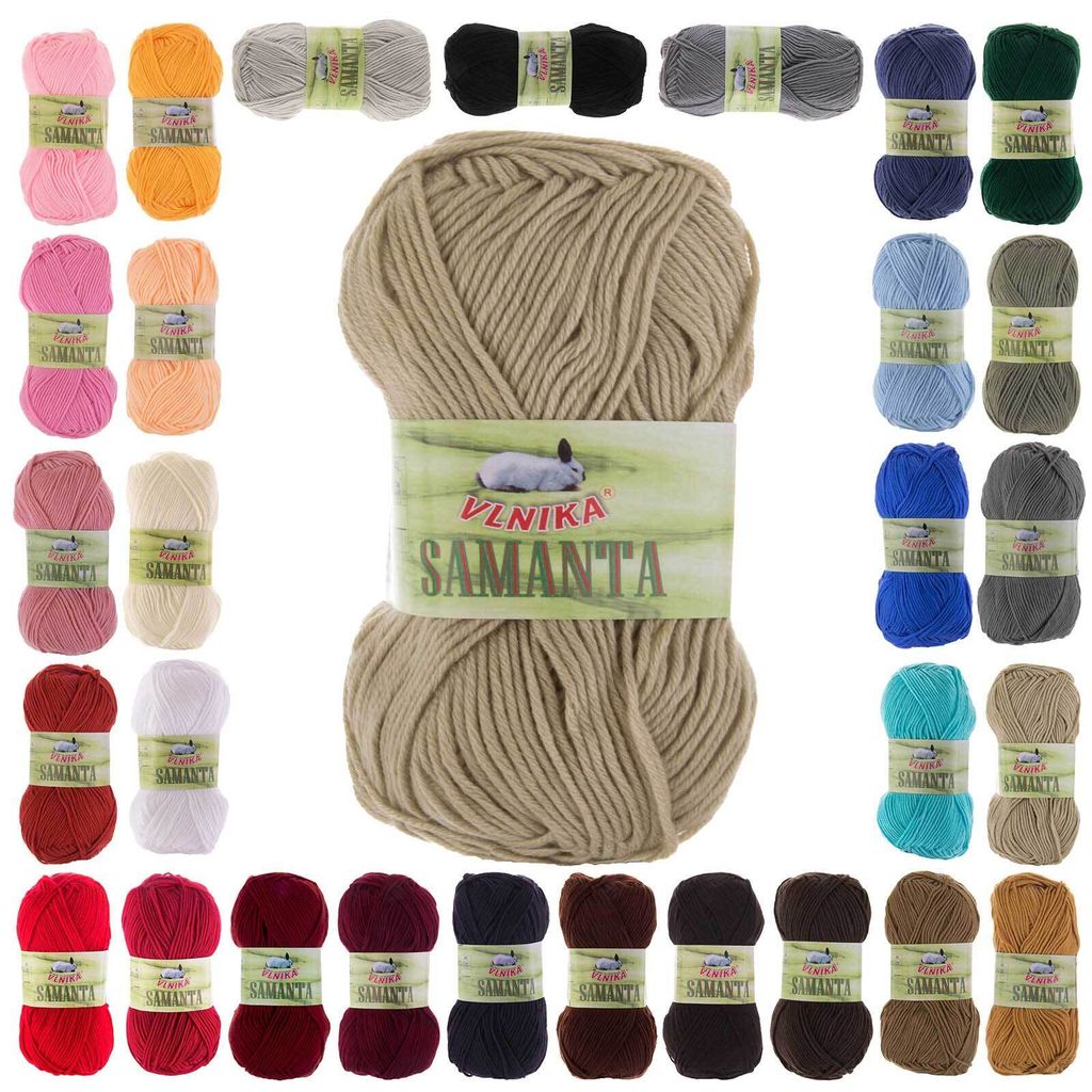 10 x 50g Strickgarn Samanta Uni Häkelgarn Strickwolle Handstrickgarn Klassikstrickgarn Farbwahl, Farbe:40 beige