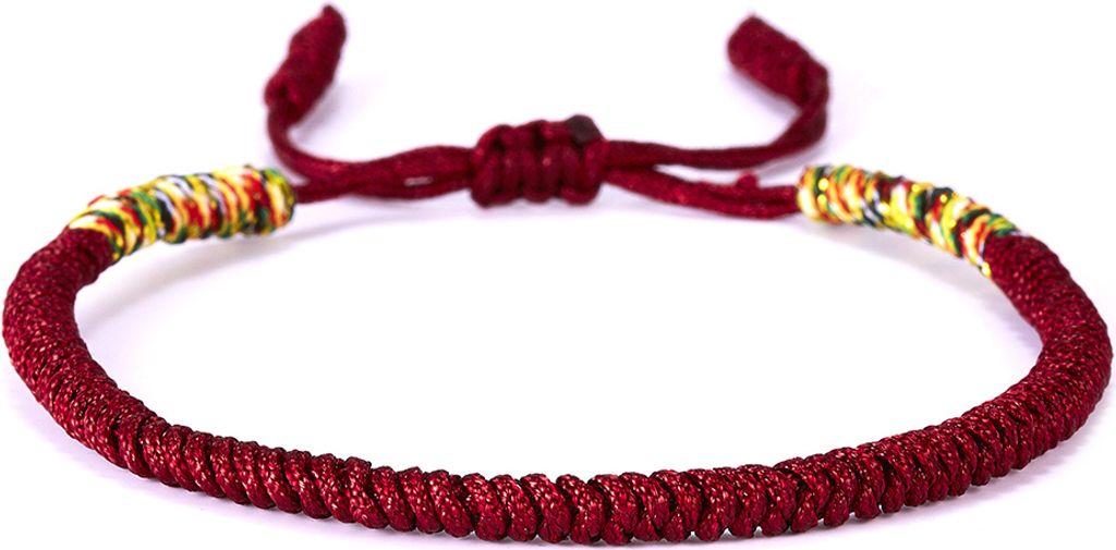 Frauen Männer handgemachte Knoten geflochtenes Seil Armband verstellbare Glück Armreif Schmuck-Weinrot