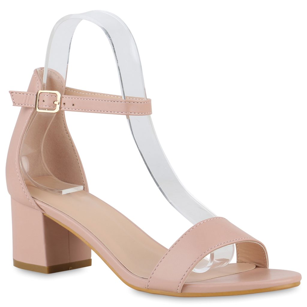 VAN HILL Damen Klassische Sandaletten Blockabsatz Schuhe 840130, Farbe: Rosa, Größe: 36