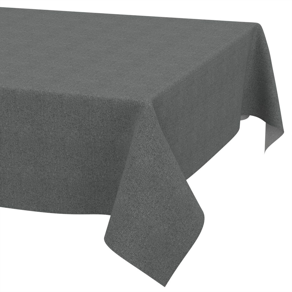 Tischdecke 140x280cm Rechteckig Grau DanceDirty abwaschbar Leinenoptik wetterfest Falschuni Modern Schnittkante