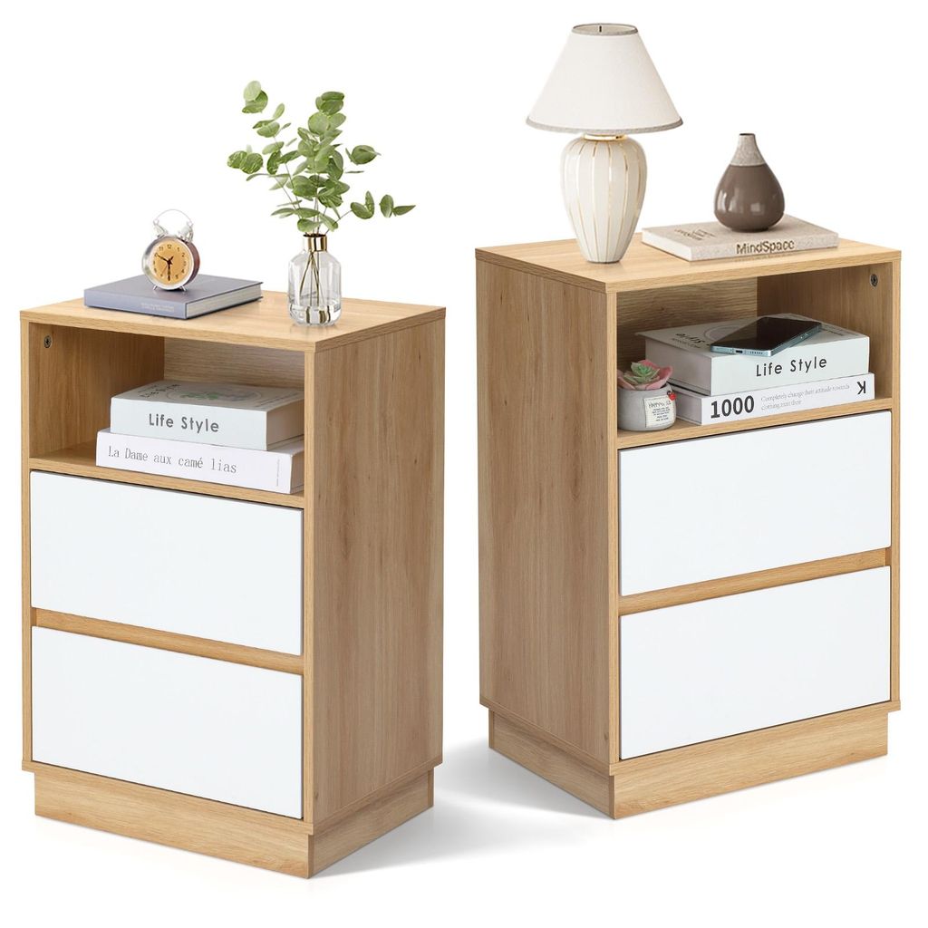 Table de chevet FCH, lot de 2, avec 1 compartiment ouvert, Image du produit 