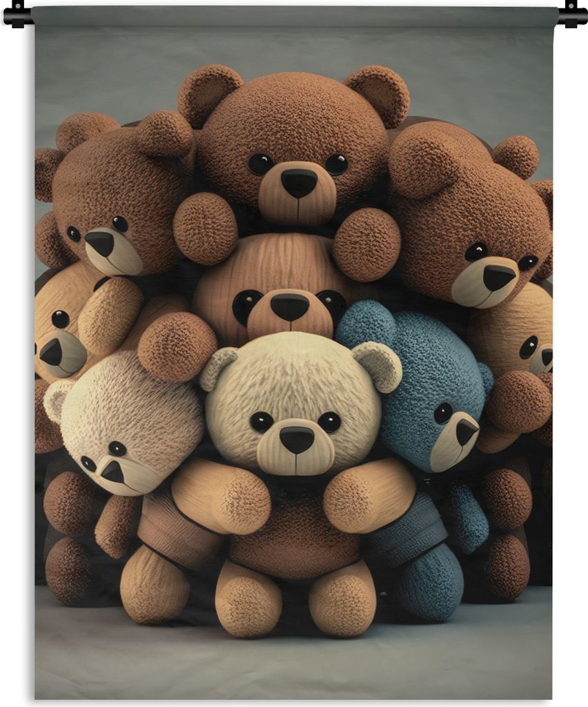 MuchoWow Wandteppich Wandbehang Teddybär - Teddy - Braun - Design - Jungen - Mädchen 60x80 cm Tapisserie Dekoration Wandtuch - Decke - Wandtüc...