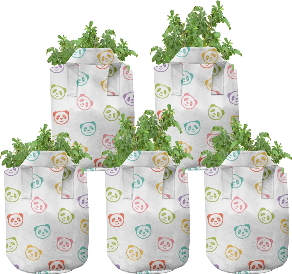 Pots de Fleurs en Tissu Haute Performance Panda Rigolo 7 Gallons x5
