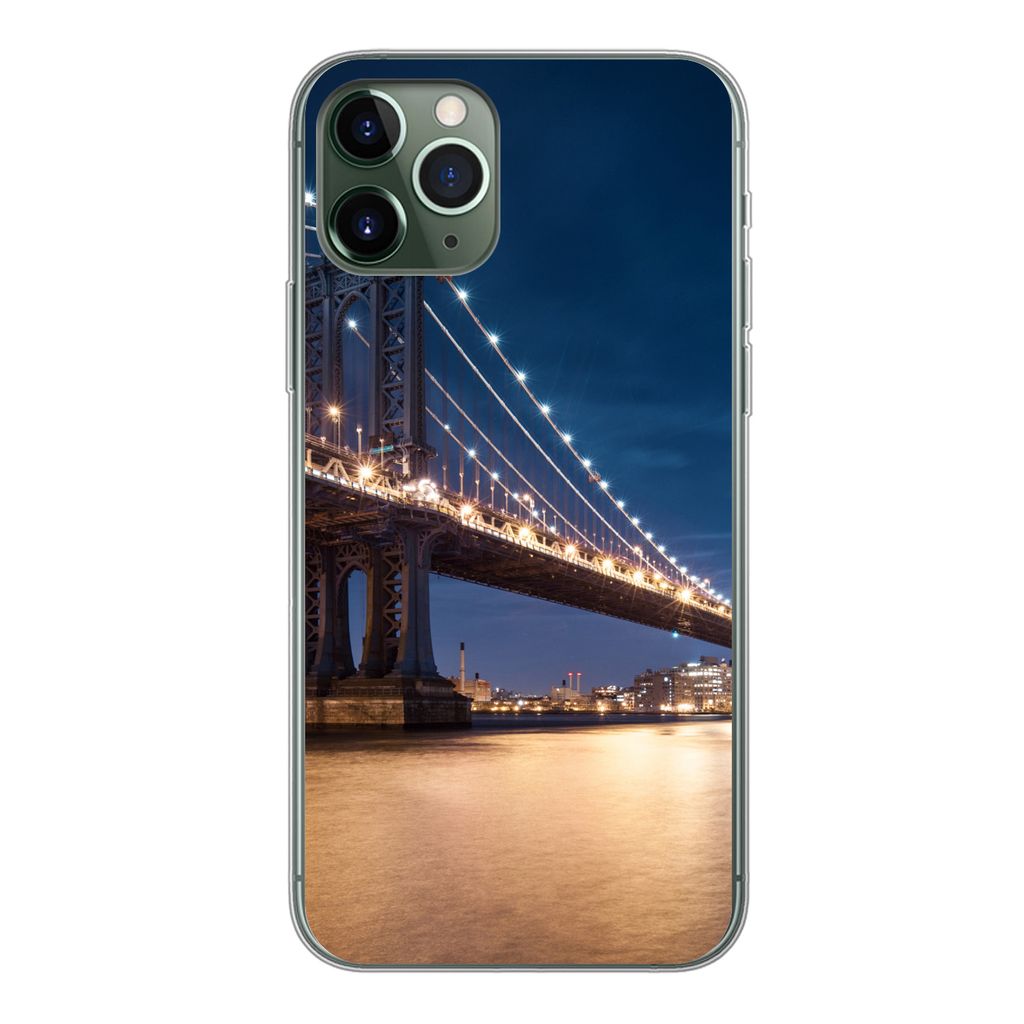 MuchoWow Handyhülle Schutzhülle Hülle für iPhone 11 Pro New York - Manhattan - Mond Silikon Softcase Handy Hülle - Handy