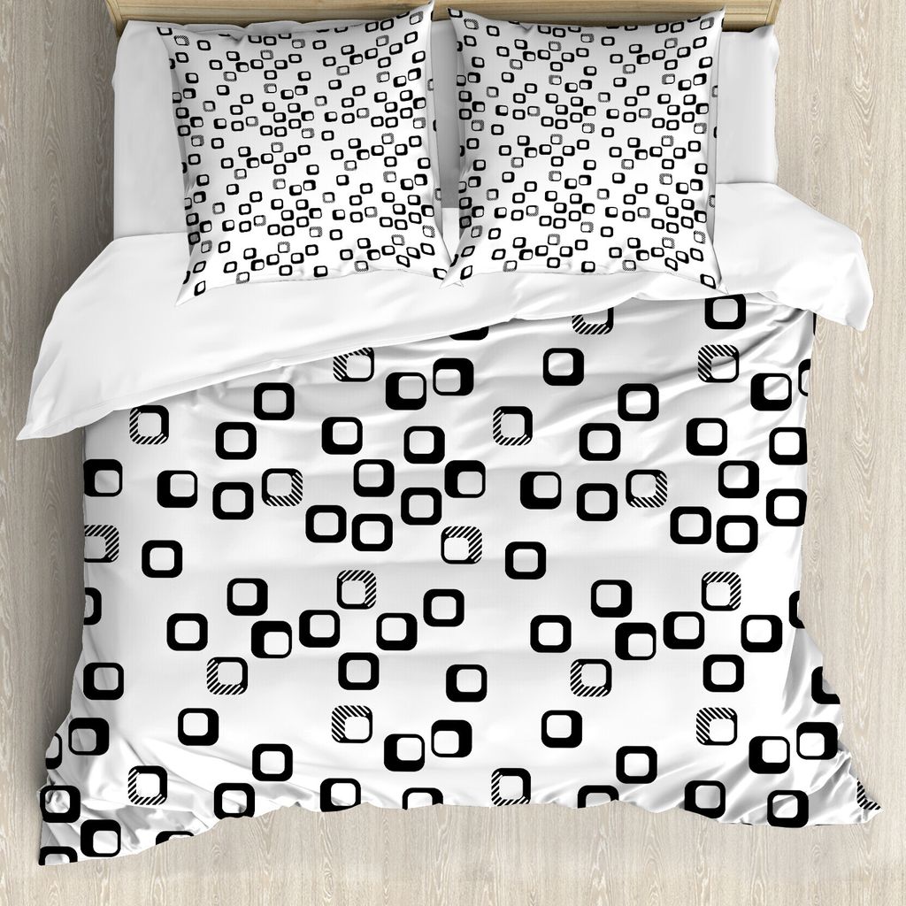 ABAKUHAUS Modern Bettbezug Set für Einzelbetten, Moderne Monochrome Squares, Milbensicher Allergiker geeignet mit Kissenbezug, 155 cm x 220 cm - 8...