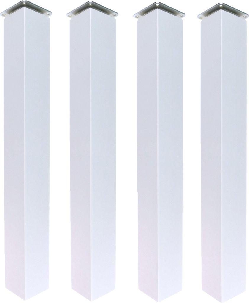 4x Möbelfüße Holz 45 cm weiß lackiert quadratisch 5x5 cm inkl. M8-Schraube + Montageset – Buche massiv