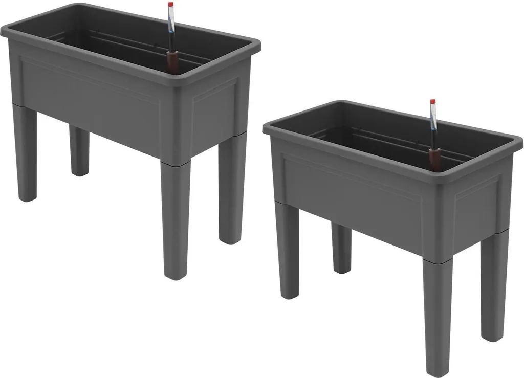Jardinière surélevée grise en lot de 2 pour potager de balcon et fleurs