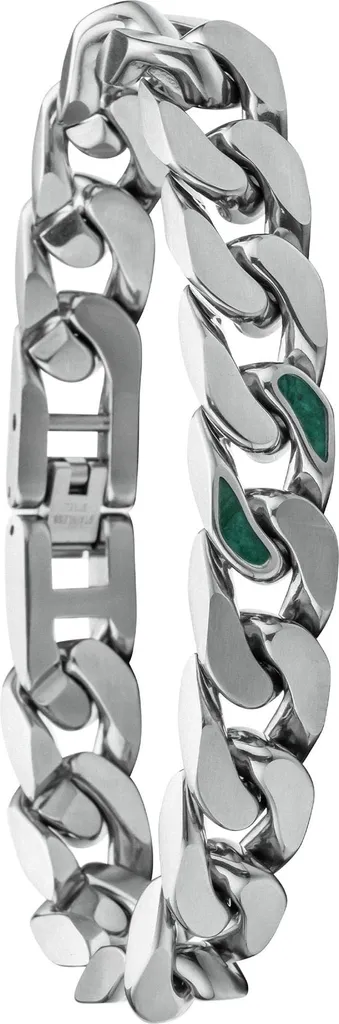 Bracelet Homme en Acier Inoxydable et Noyau de Bois Turquoise Argenté