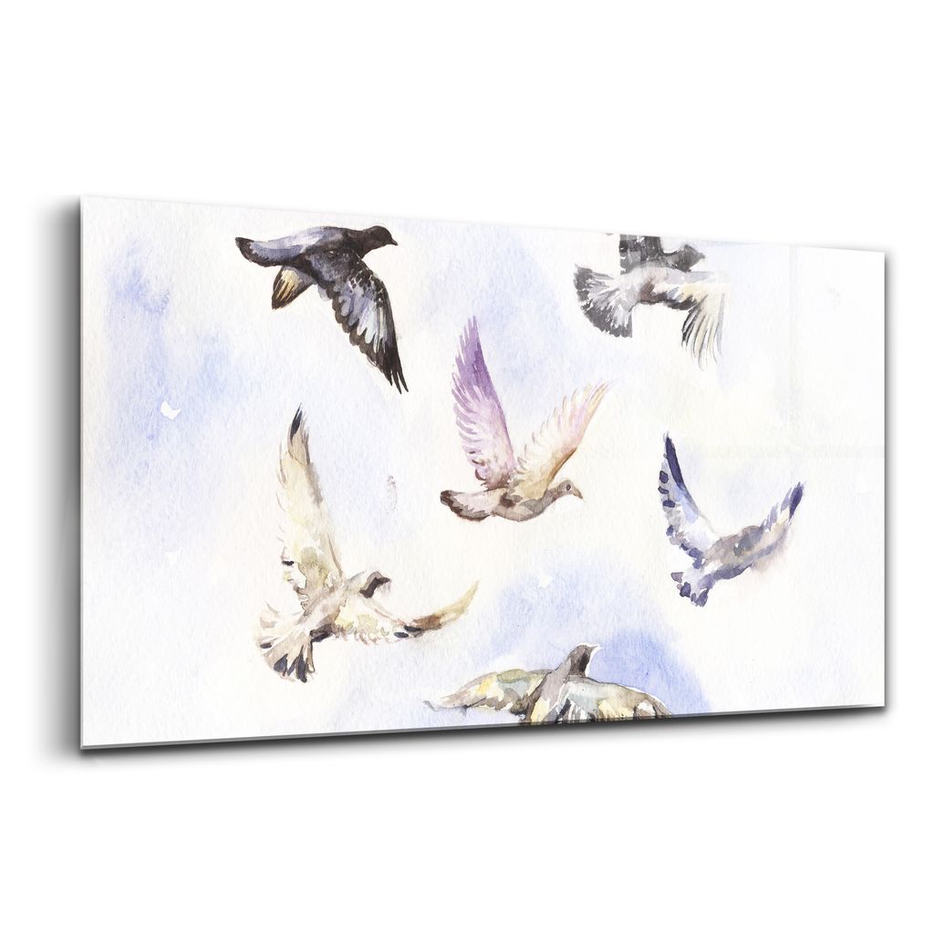 Glasmalerei - dekorative Malerei - moderne Malerei - 100x50 - Fliegende Vögel