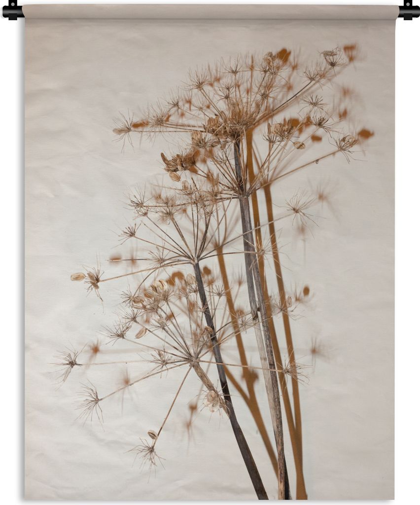 MuchoWow Wandteppich Wandbehang Getrocknete Blumen - Stillleben - Weiß - Pflanzen - Blumen 150x200 cm Tapisserie Dekoration Wandtuch - Wandaufh...